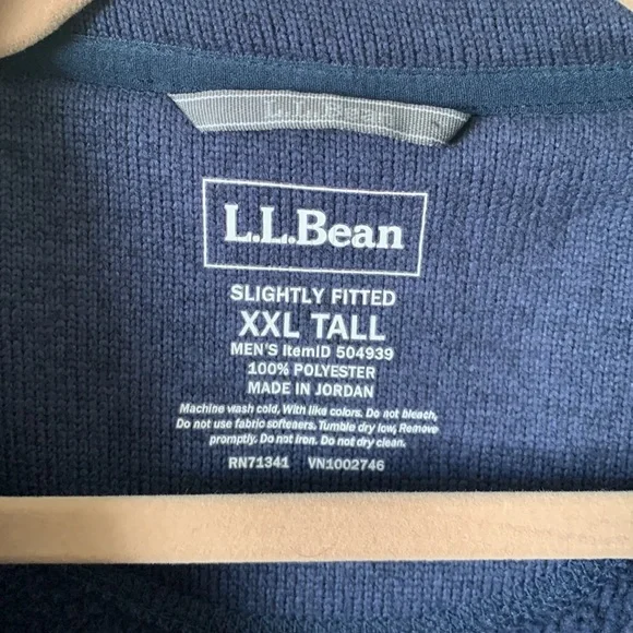 LL Bean Sweater Fleece Blue Size XXL Tall - Picture 3 of 9